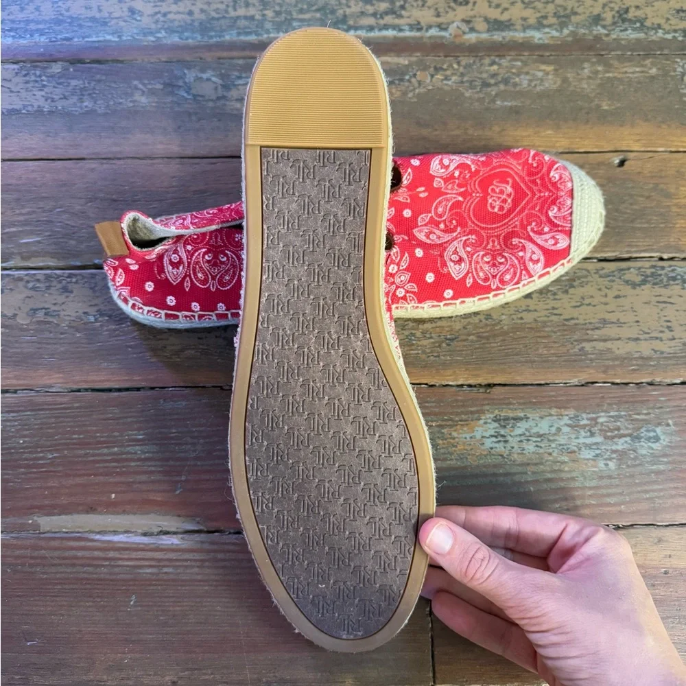 Ralph Lauren Cameryn III Bandana Print Canvas Espadrilles ~ Size 11 💛🍄